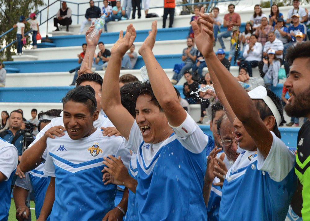 Imagen de jugadores de topos fc en las gradas celebrando una victoria