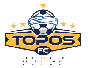 Imagen Logotipo de Topos fc, muestra un balón de futbol con una venda y 5 estrellas doradas que significan las veces que han obtenido un campeonato. Este enlace te lleva a la página principal.