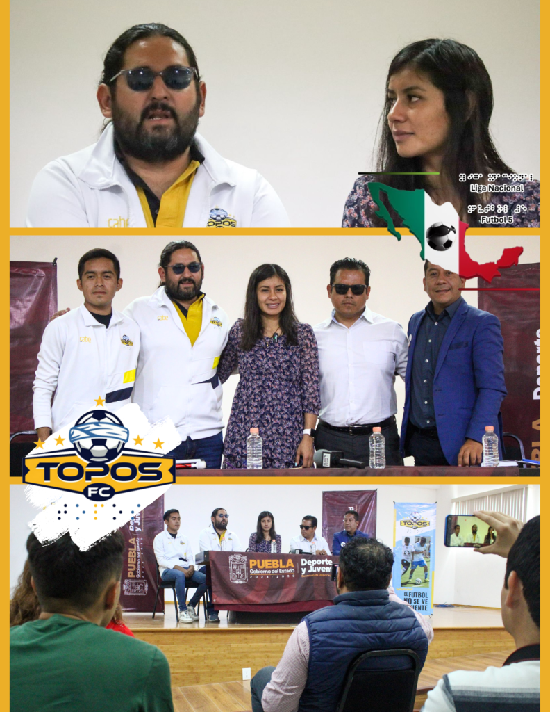 Collage de 3 imágenes, arriba Jorge Lanzagorta hablando a su lado Gaby "la bonita" Sánchez, en medio foto de los integrantes del presidium de izq a derecha Roy, Jorge, Gaby Sanchez, Moy y Oscar. Abajo foto de medios de comunicación y presidium.